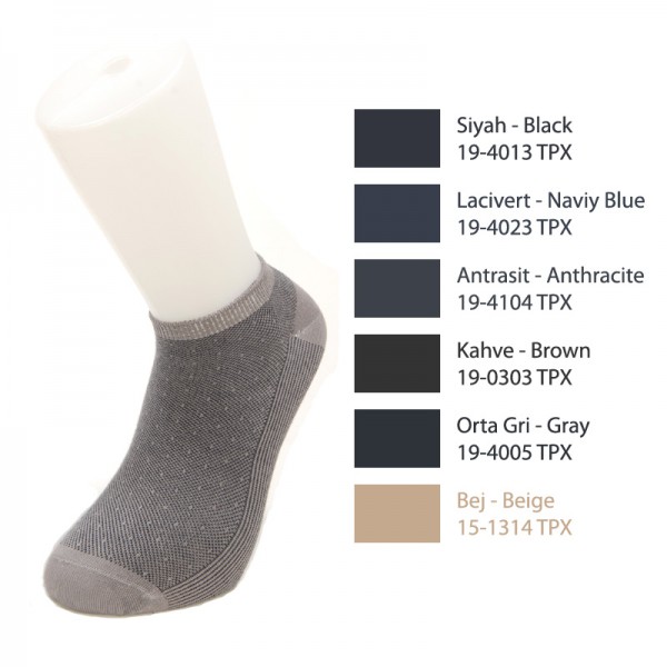 AGK1412 ÇS Erkek Bambu Noktalı Lacoste Dikişsiz Patik Çorap