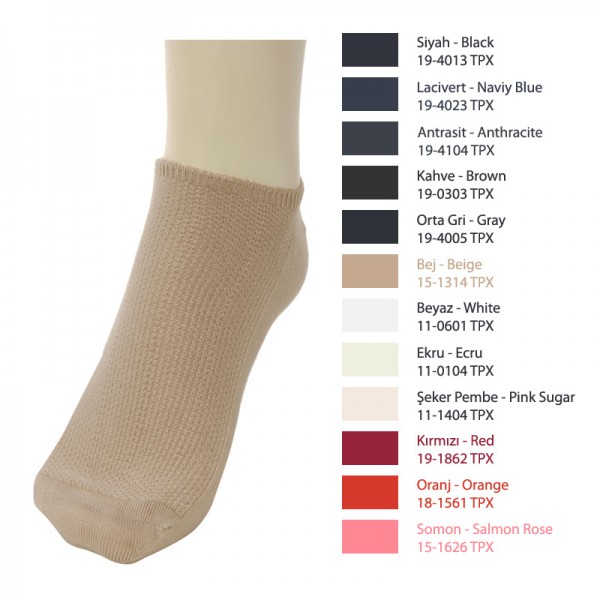 AGK2021 Bilg Bayan Bambu Roma Desen Dikişsiz Yazlık Patik Çorap