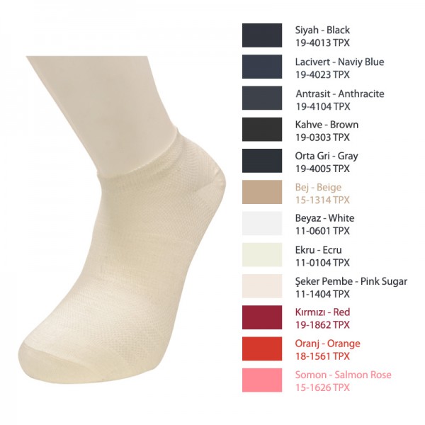 AGK2036 Bilg Bayan Bambu Flamlı Teknik Dikişsiz Yazlık Patik Çorap