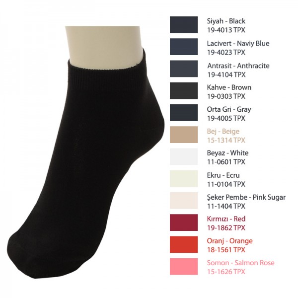 AGK2208 ÇS Bayan Bambu Modal Düz Dikişsiz Yazlık Patik Çorap